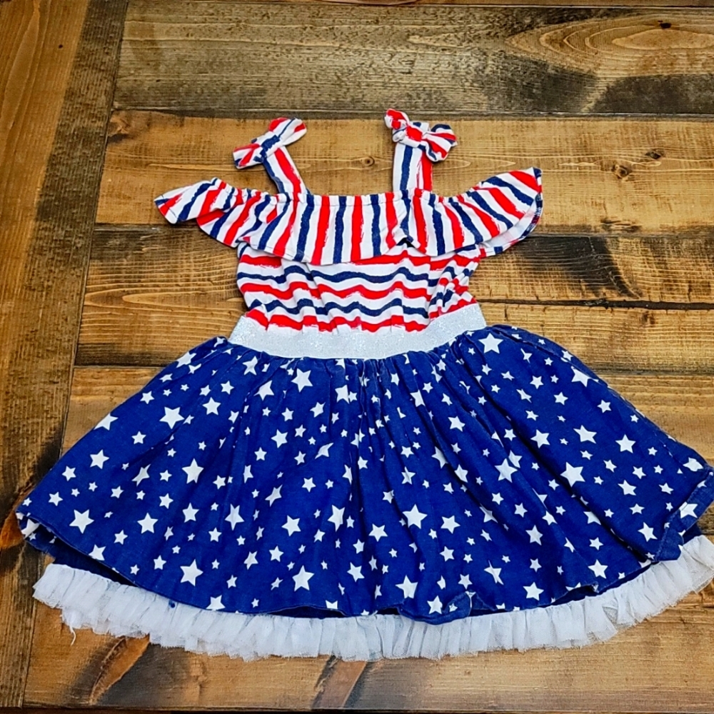 Little Lass Girls 3T Summer Dress Patriotic Stars Stripes